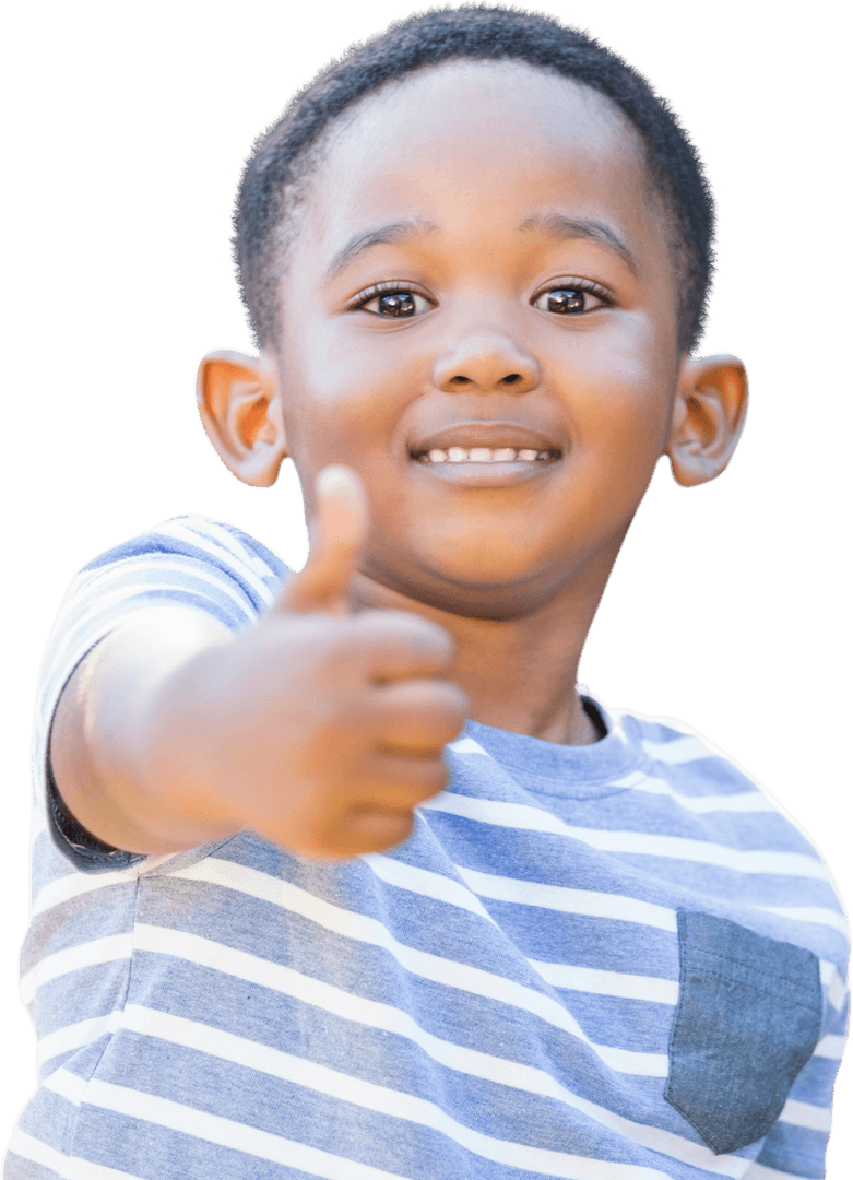 Cheerful Boy Giving Thumbs Up Showing Positivity Transparent Background