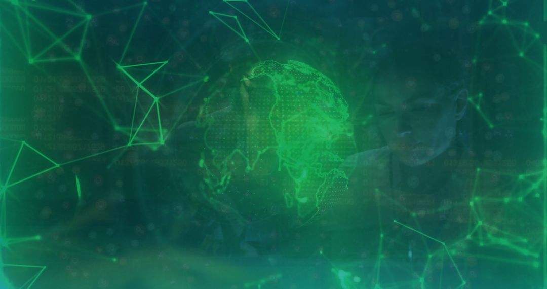 Futuristic Digital World Sphere with Green Networks and Connections