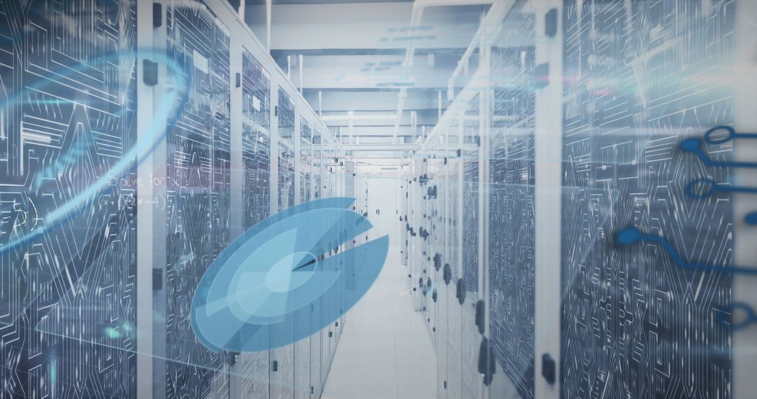 Mathematical Data Overlaid on Computer Server Room