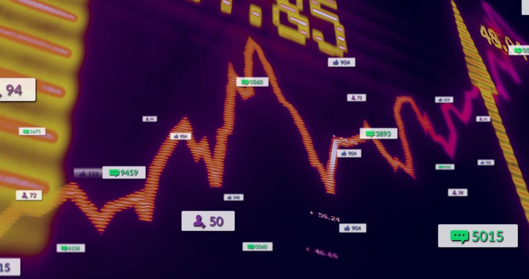 Futuristic Stock Market Dashboard with Neon Line Graph
