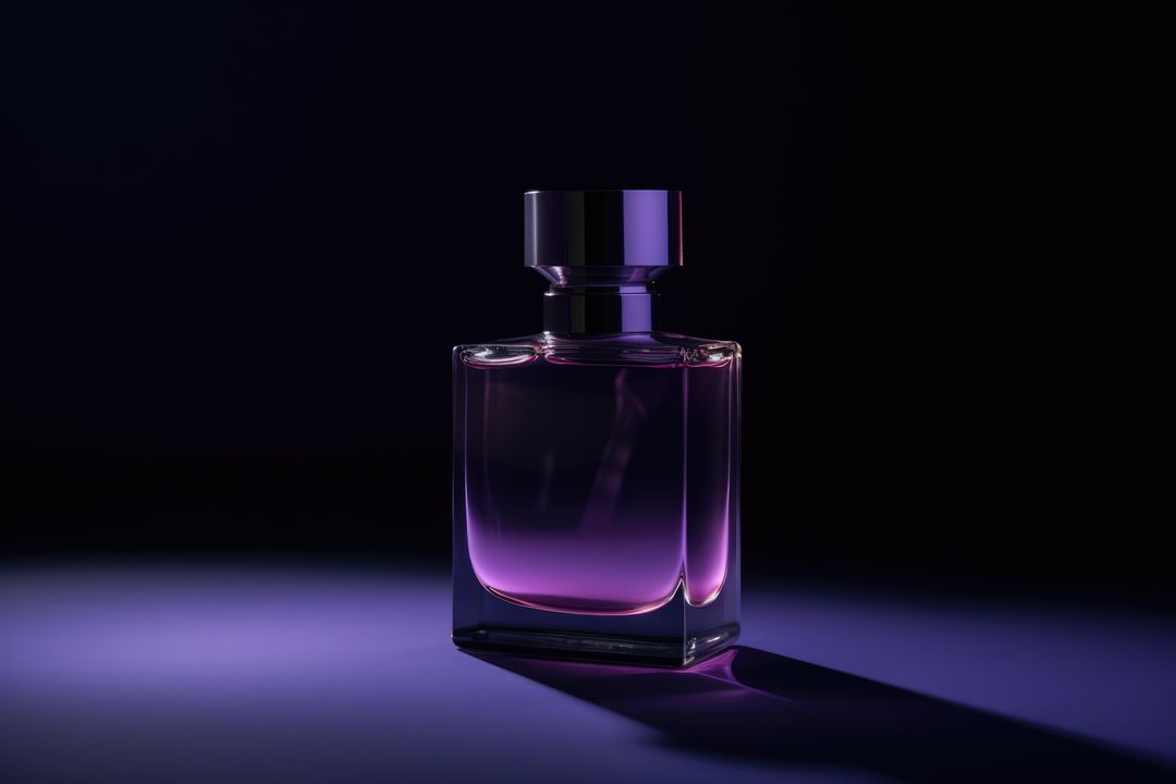 Rectangular glass perfume bottle in dark purple light, created using generative ai technology - Free Images, Stock Photos and Pictures on Pikwizard.com