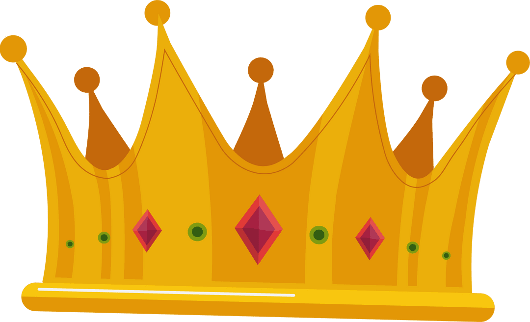 Transparent Golden Crown with Red Diamonds and Green Jewels