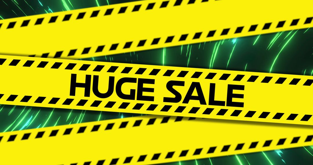 Bright Green Illuminated Background Featuring Huge Sale Cordon