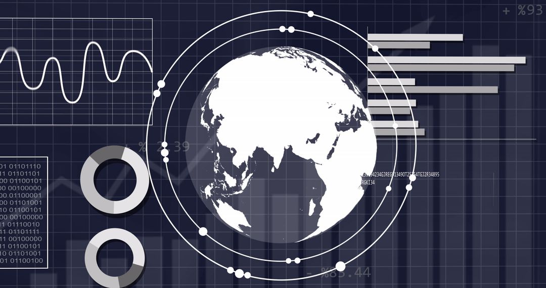 high-tech global data analysis interface with rotating globe - Free Images, Stock Photos and Pictures on Pikwizard.com