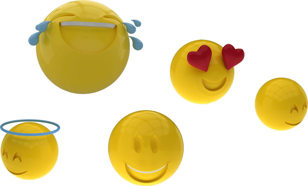Collection of Transparent Cartoon Emoji for Social Media Use