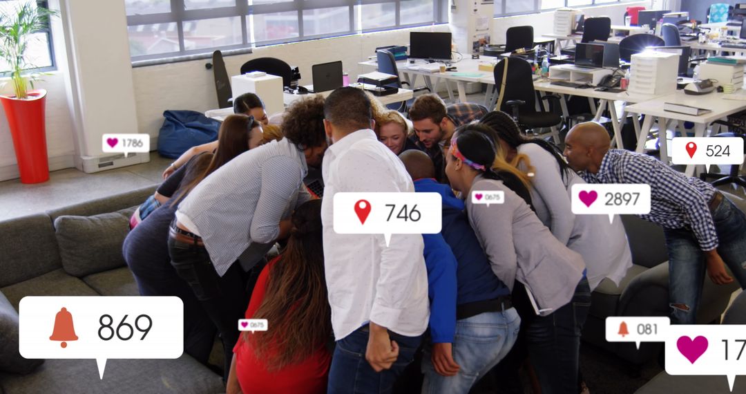 Diverse Team sharing Social Media Engagement Insights