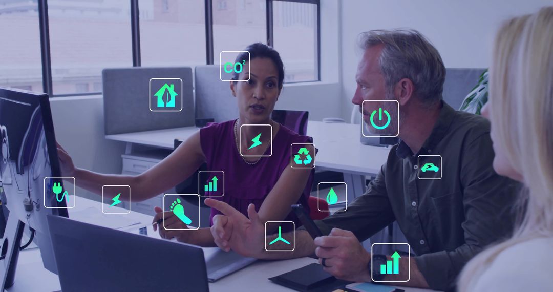 Business Team Discussing Eco Technology in Startup Office