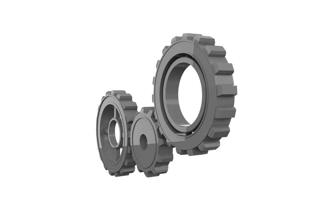 Digital 3D Gray Gears on Transparent Background