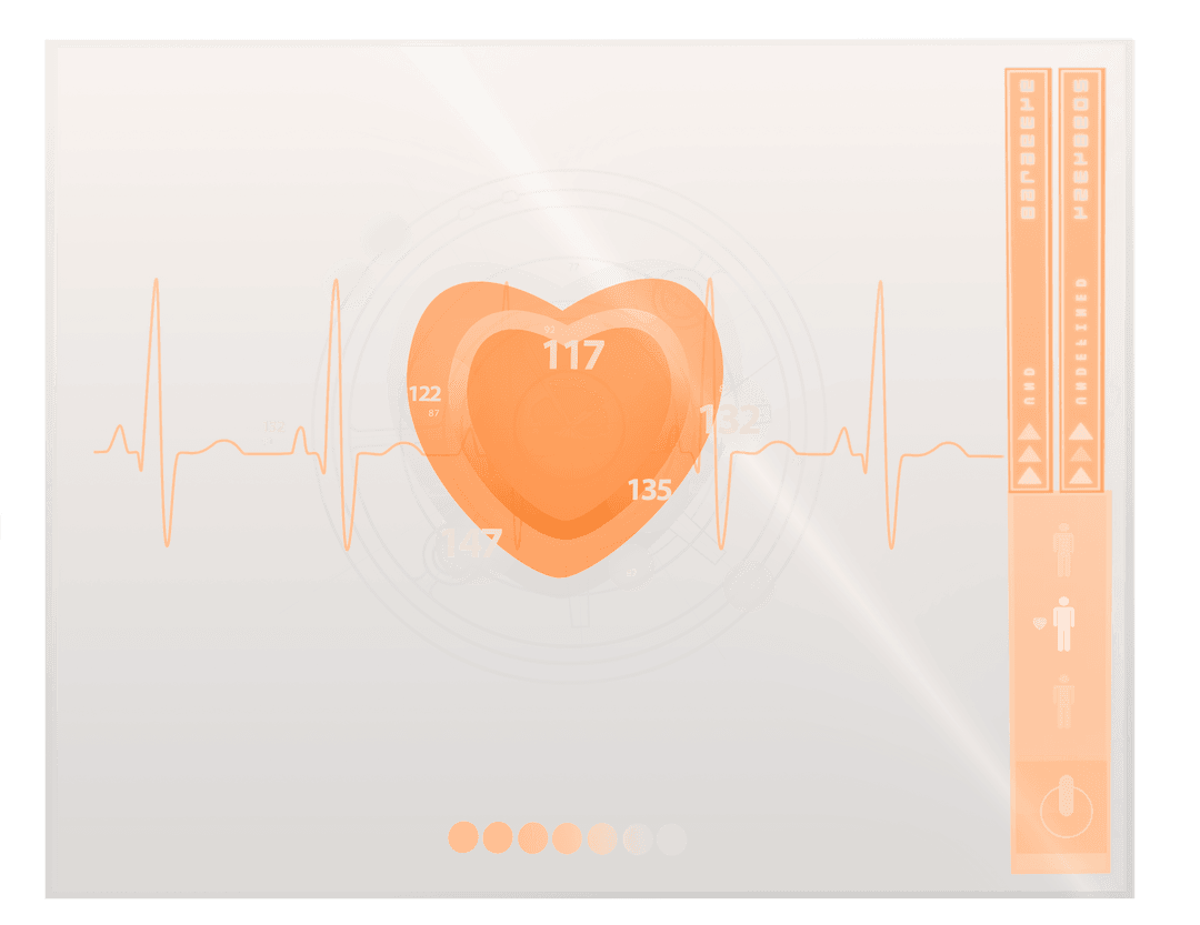 Transparent Digital Heartbeat Interface with Orange Elements