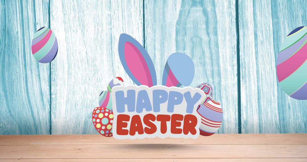 Festive Easter Scene with Eggs and Bunny Ears