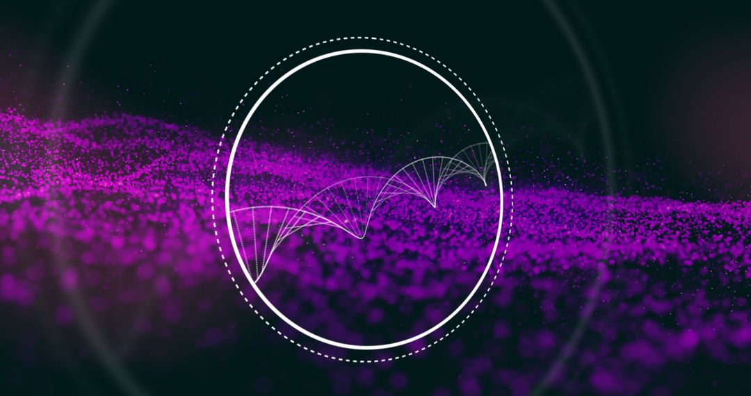 Stylized DNA Strand Over Abstract Digital Background
