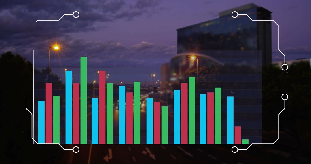 Digital Analytics Interface Over Urban Skyline