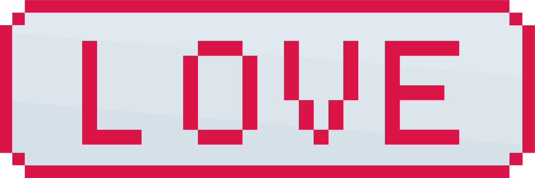 Retro Pixel Art LOVE on Transparent Background
