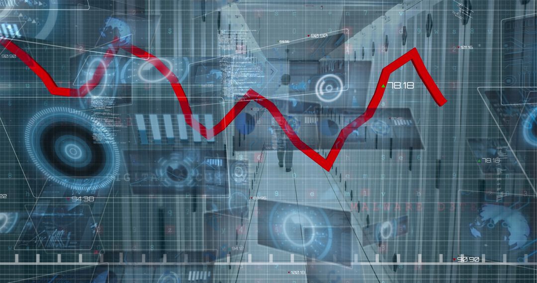 Futuristic Digital Finance Graph with Fluctuating Line