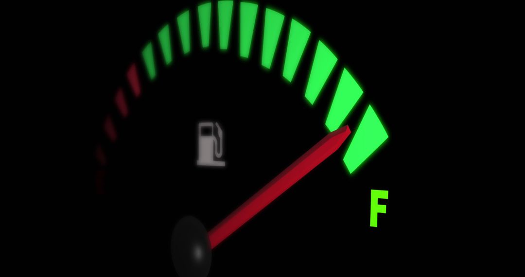 Full Fuel Gauge Indicator Against Black Background