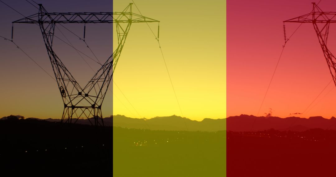 Belgium Flag Overlay on Power Lines at Sunset - Free Images, Stock Photos and Pictures on Pikwizard.com