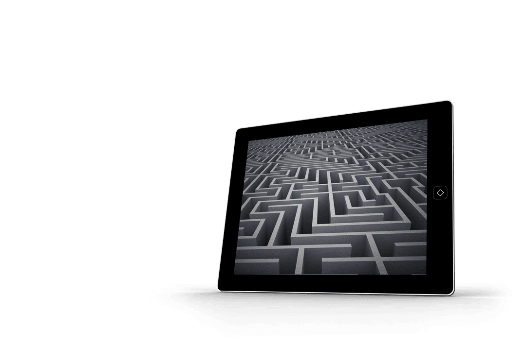Digital Maze Displayed on Transparent Tablet Screen