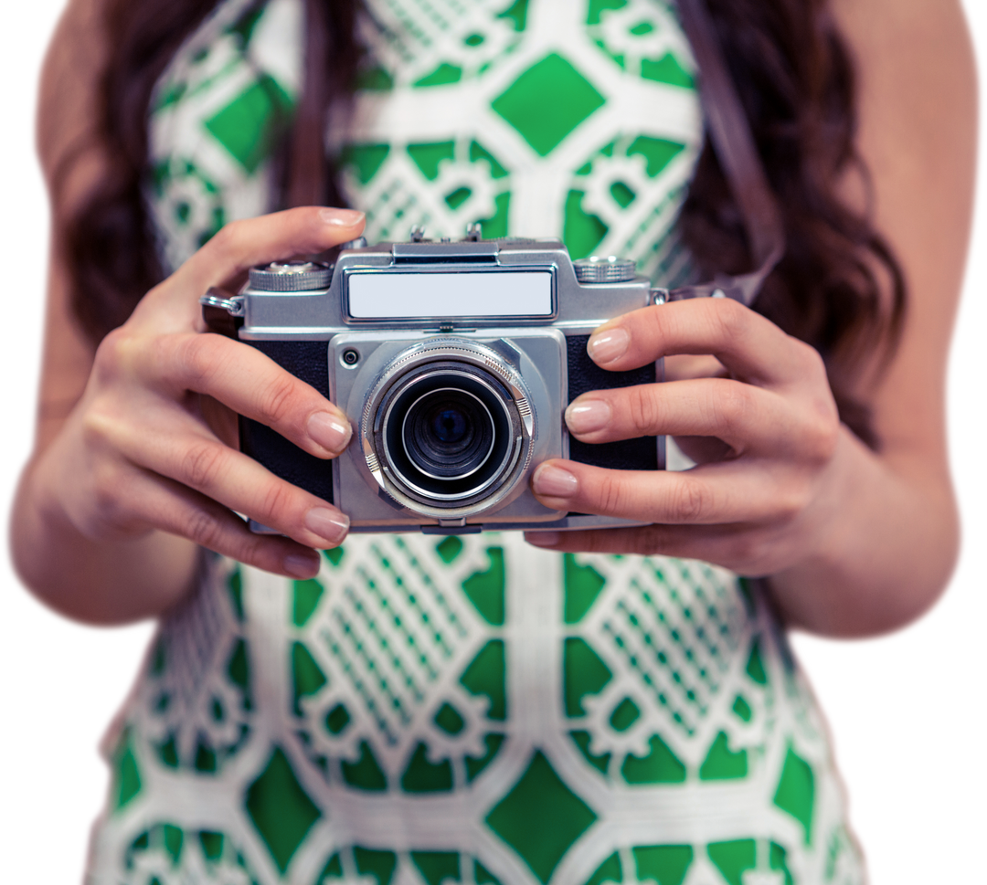 Midsection of woman holding vintage camera with transparent background - Download Free Stock Images Pikwizard.com