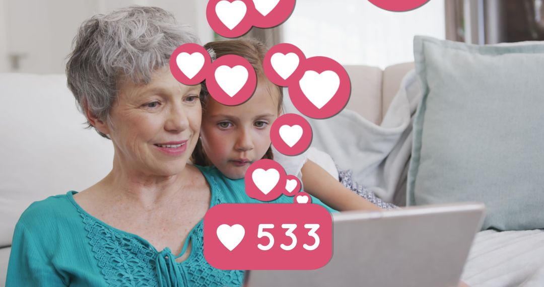 Grandmother and Grandchild Engaging with Technology