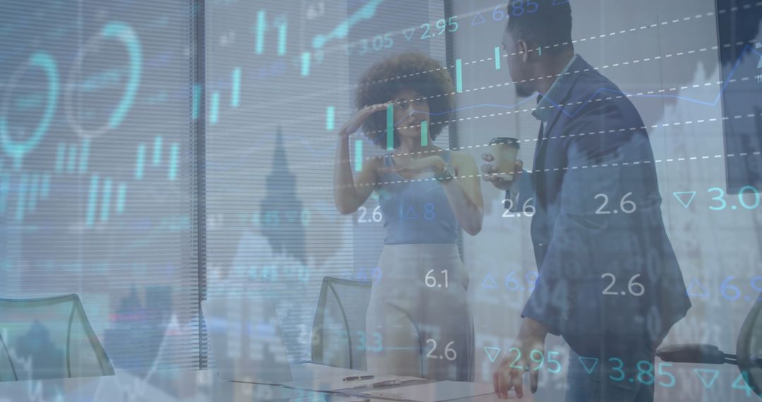 Financial Data Projection with Business Team in Modern Office