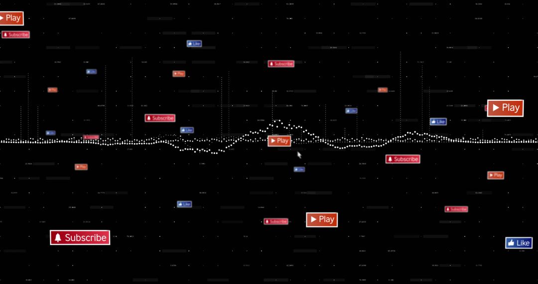 Interactive Digital Waveform with Floating Play, Like, Subscribe UI