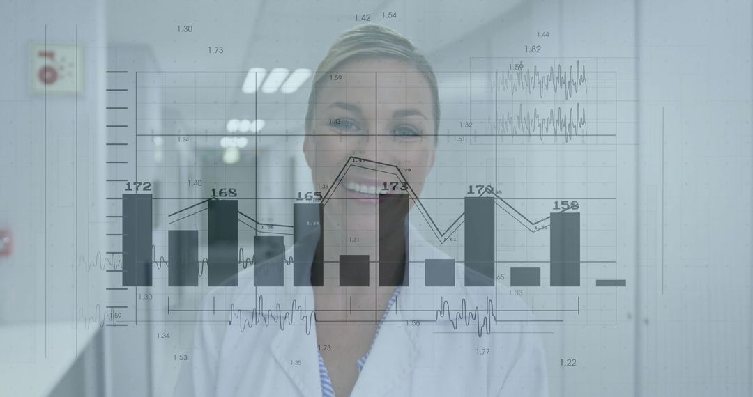 Healthcare Professional Analyzing Biomedical Data with Futuristic Charts
