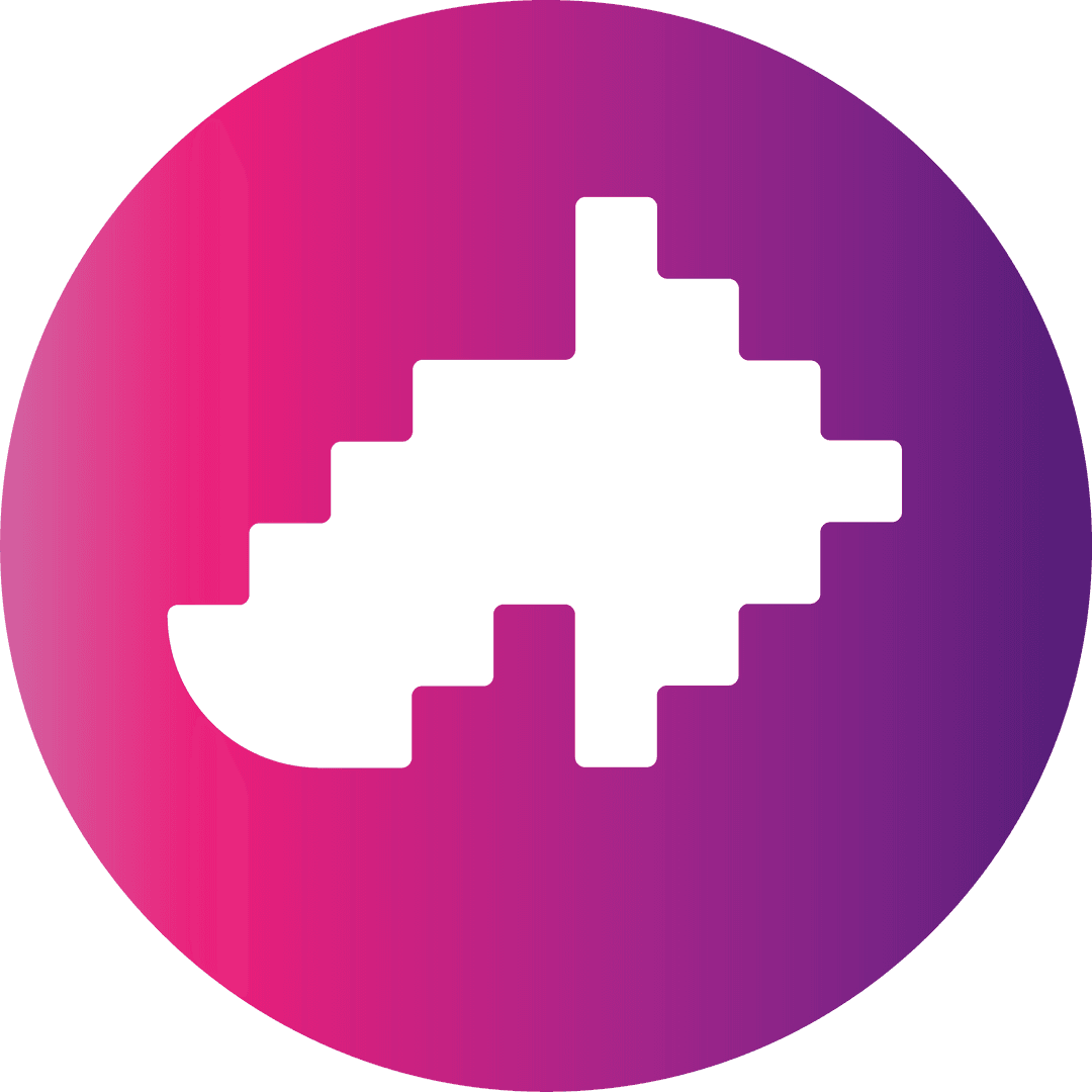 Pink to Purple Gradient Digital Sneaker Icon on Transparent Background