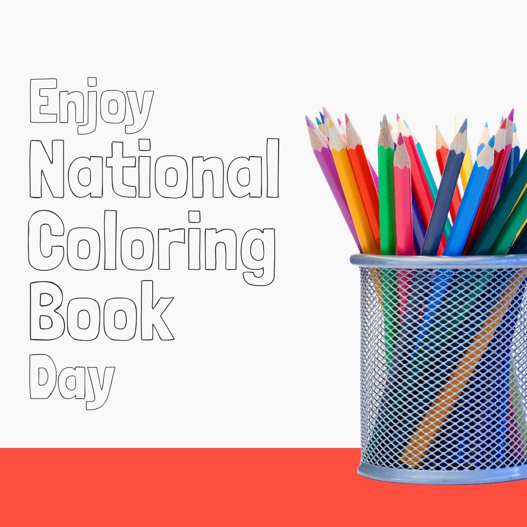 National Coloring Book Day Celebration with Multicolored Pencils and Desk Organizer - Download Free Stock Templates Pikwizard.com