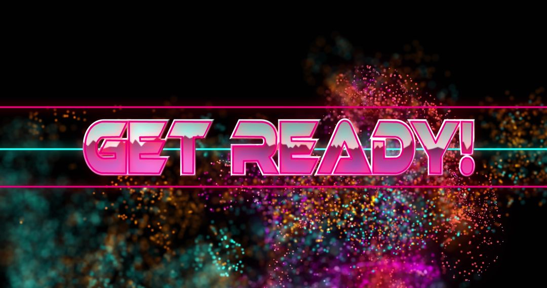 Retro Futuristic Get Ready Text with Colorful Abstract Background