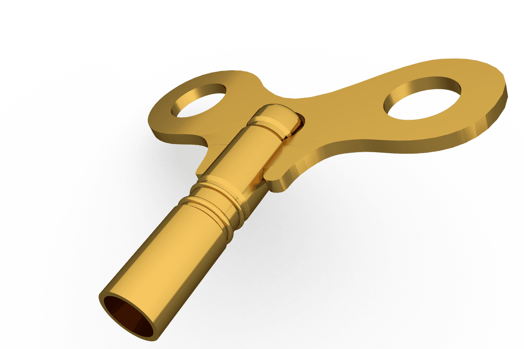 Golden Clockwork Key on Transparent Background