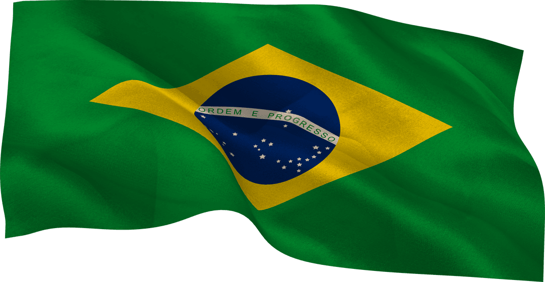 Transparent Brazilian Flag Illustration on Bold Green Background