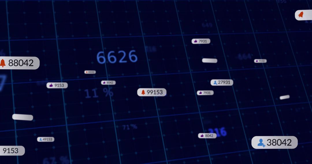 Floating Digital Elements Over Analytics Dashboard