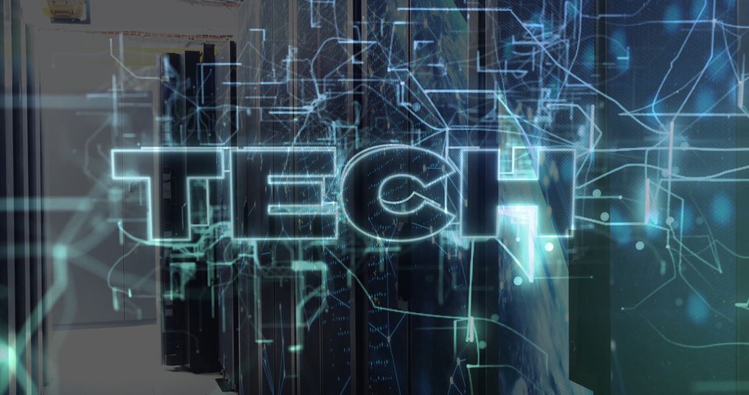 Futuristic Holographic Tech in Server Room Environment