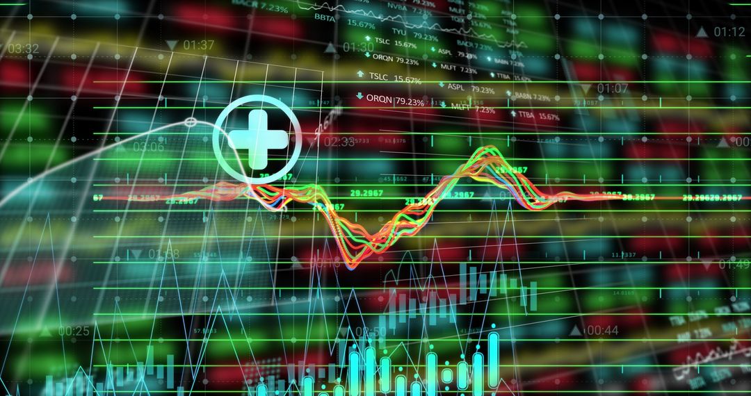 Financial Chart Dashboard Analytics with Plus Icon Overlay