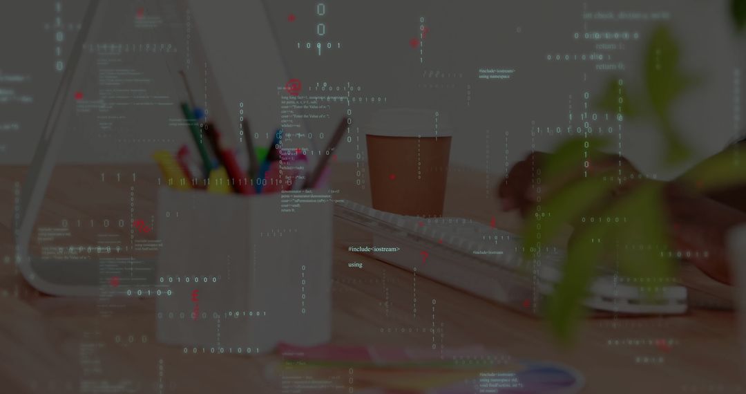 Developer Coding on Computer in Creative Workspace Setting