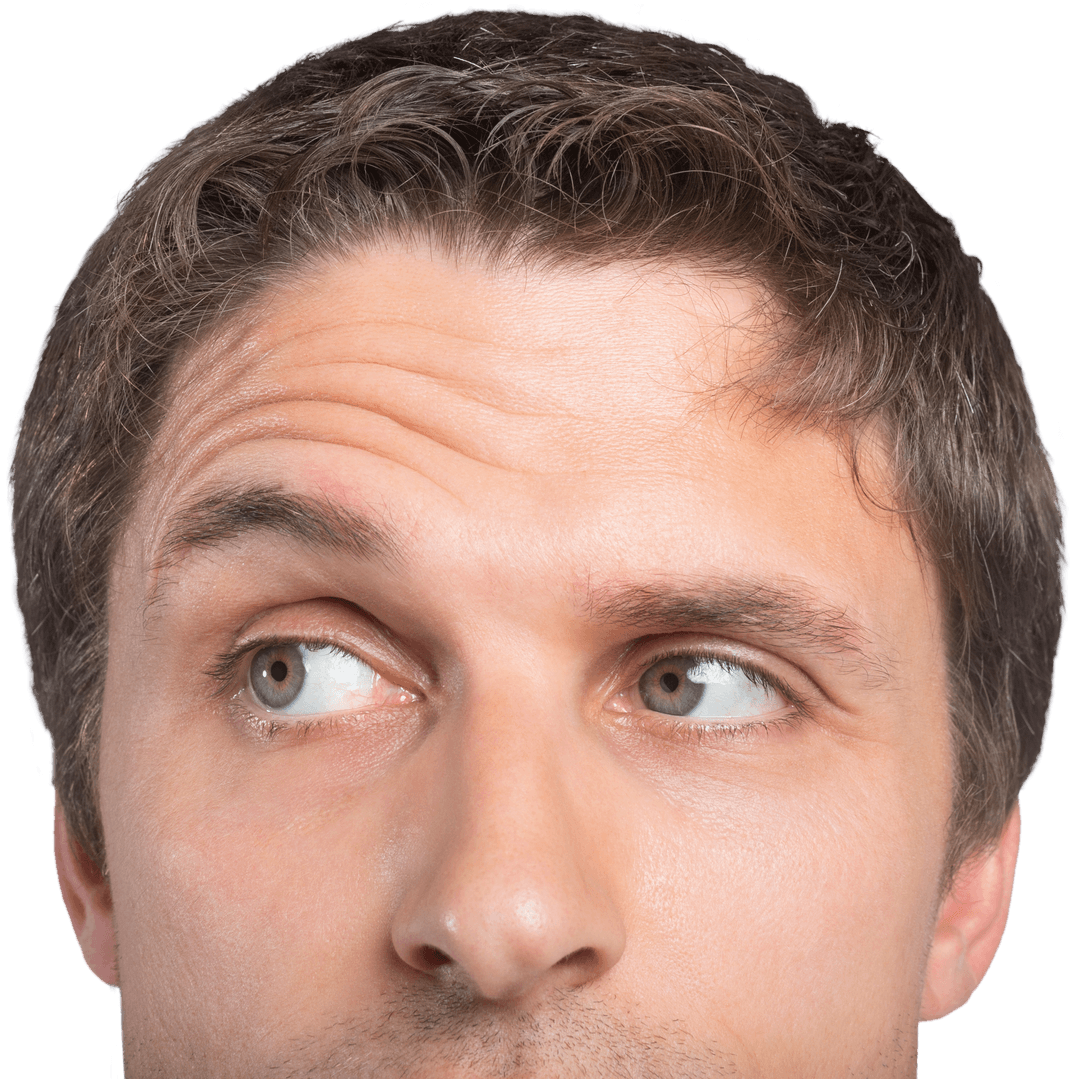 Transparent Man Raising Eyebrow Looking Curious Thinking