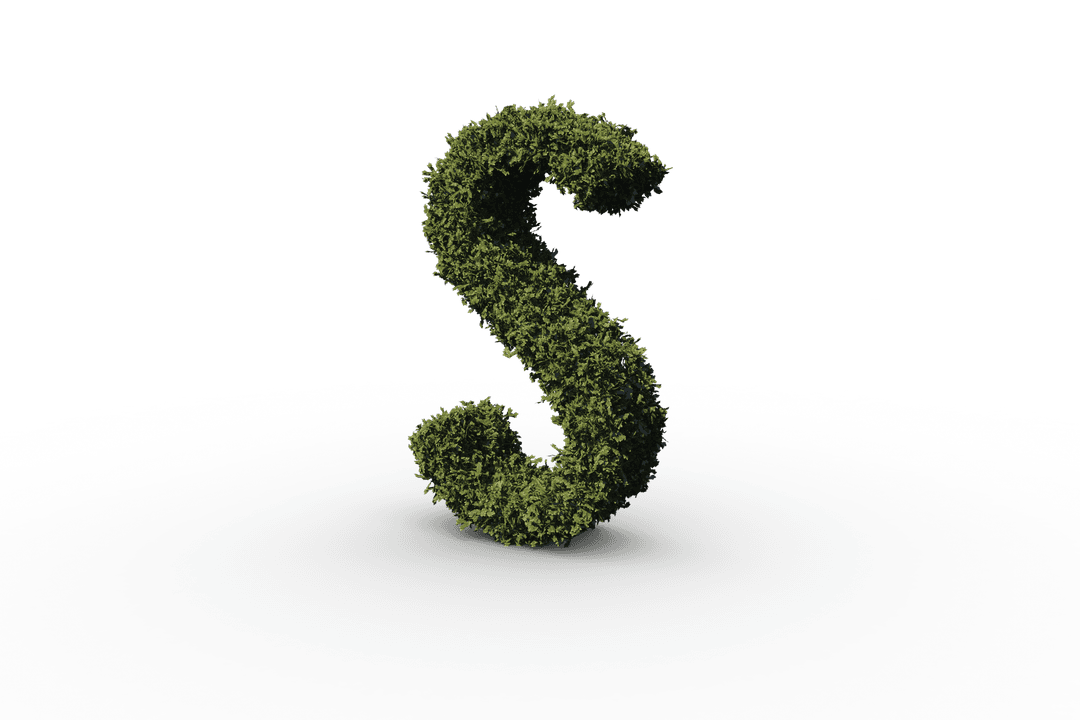 Transparent Letter S Formed by Lush Green Leaves