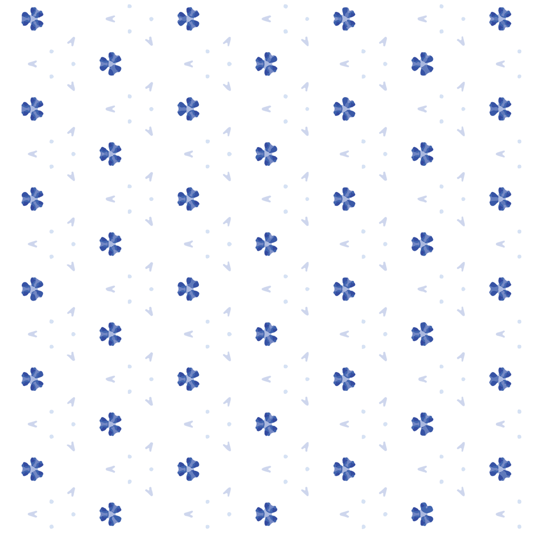 Blue Floral and Triangle Pattern on Transparent Background