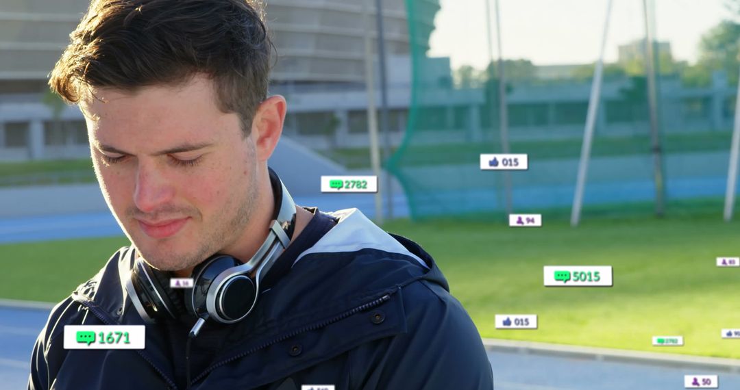 Man with Hearing Impairment Using Communication Apps