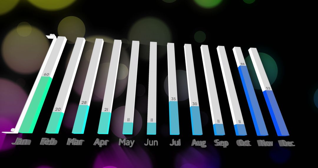 Annual Data Processing Graph on Colorful Digital Background