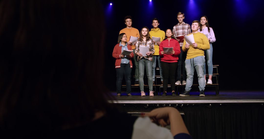 Group of Teenagers Rehearsing on Stage with Director - Free Images, Stock Photos and Pictures on Pikwizard.com