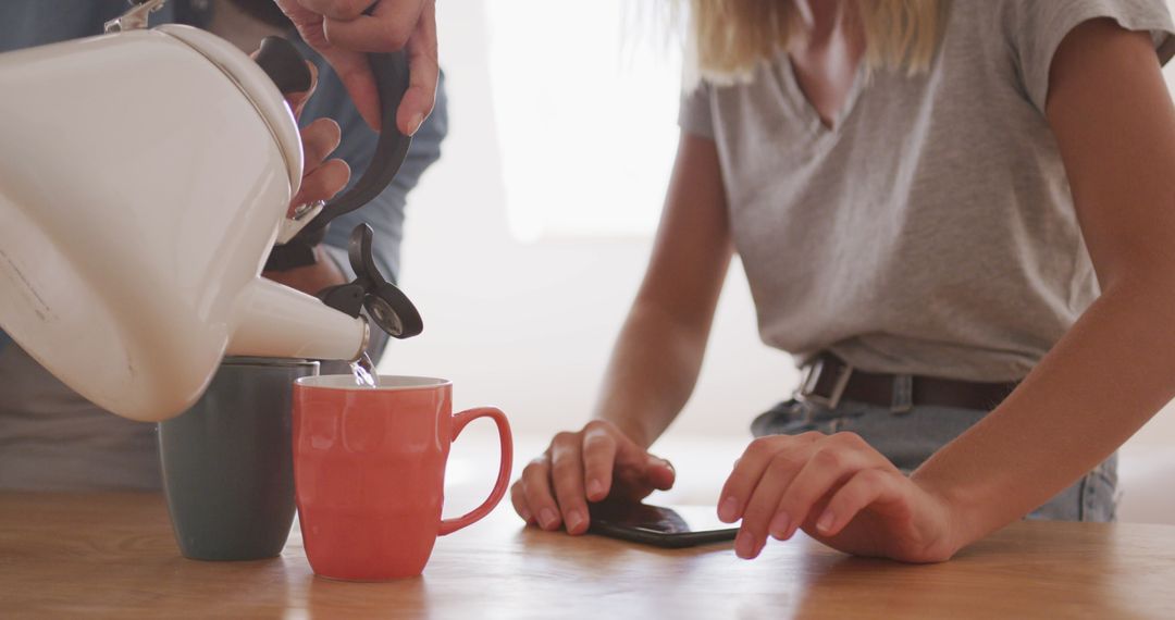 Couple Relaxing Together with Coffee at Home during Quarantine