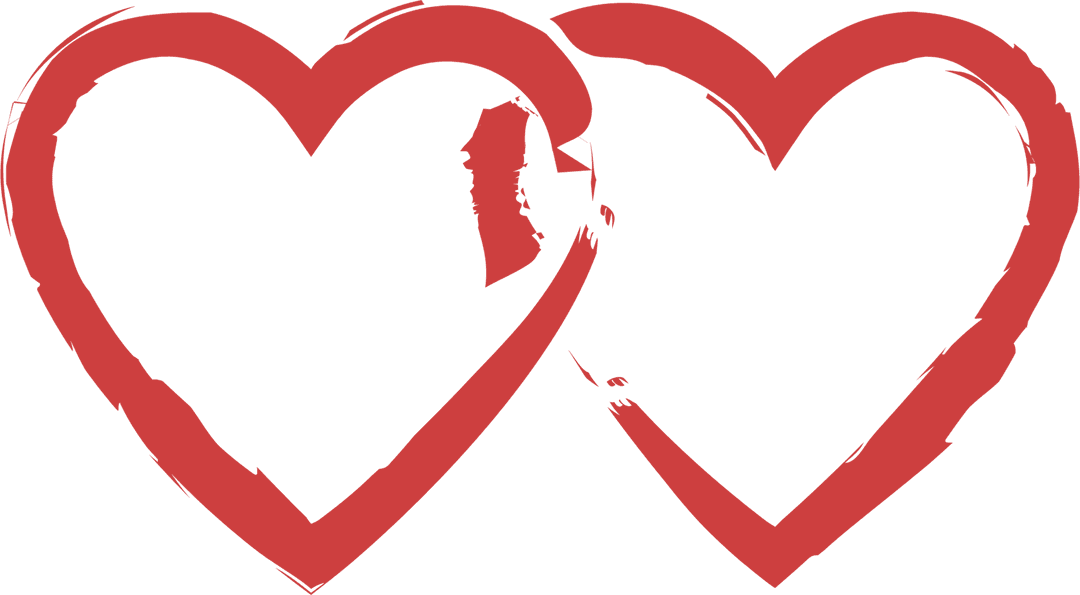 Intertwined Red Hearts on Transparent Background