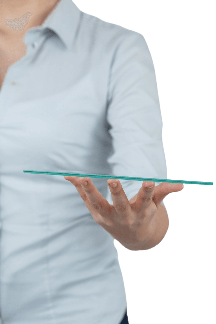 Transparent Technology Hands-On Concept with Businesswoman