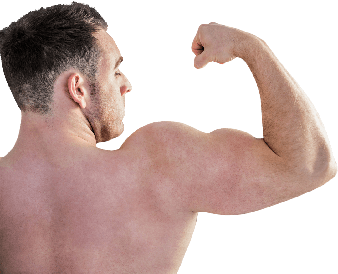 Transparent Strong Muscular Man Flexing Bicep