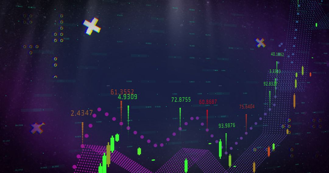 Dynamic Financial Chart with Neon Candlestick Bars