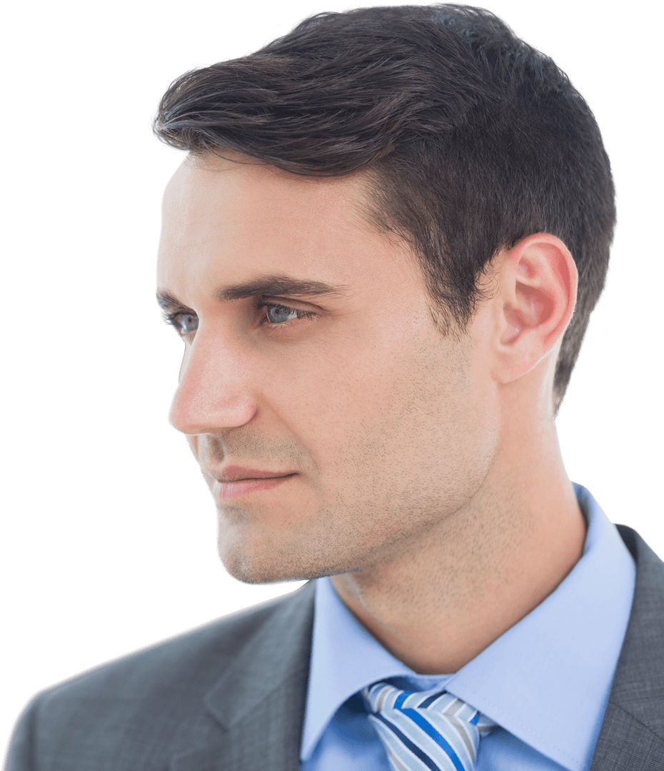 Transparent View of Confident Businessman in Profile