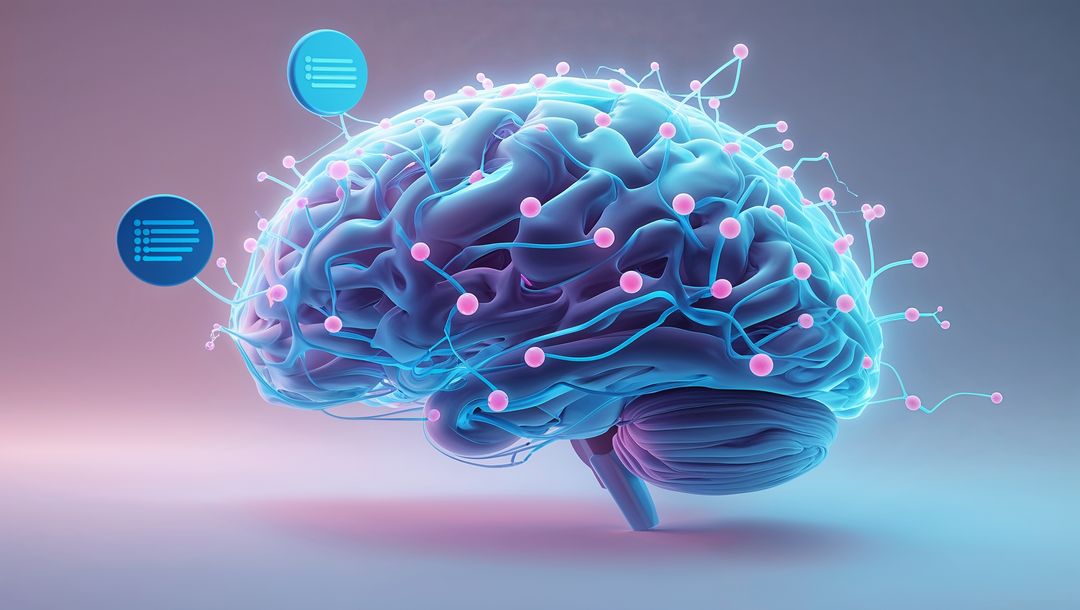 Futuristic Digital Neural Network Brain Floating in Minimalist Style