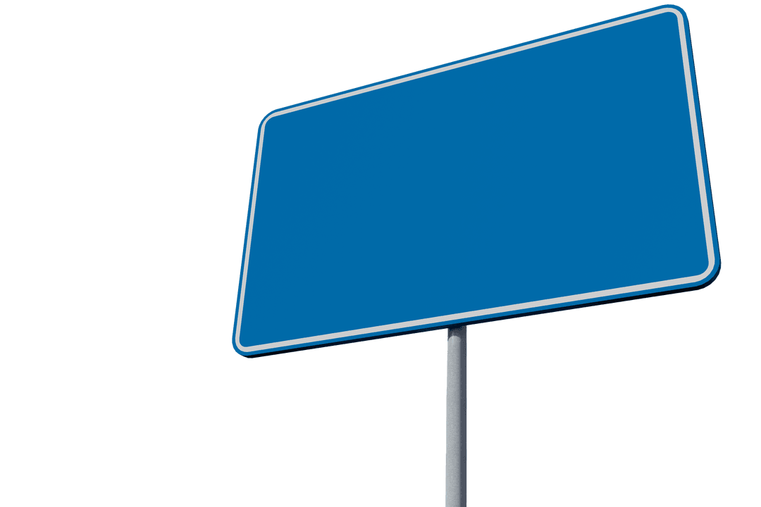 Blank Road Sign on Transparent Background for Message