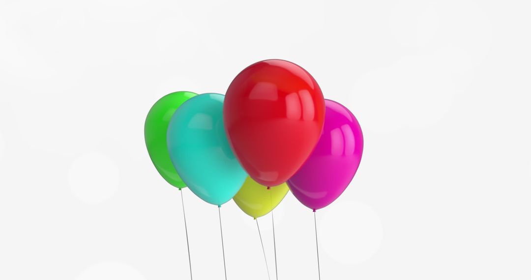 Floating Multicolored Balloons on White Background